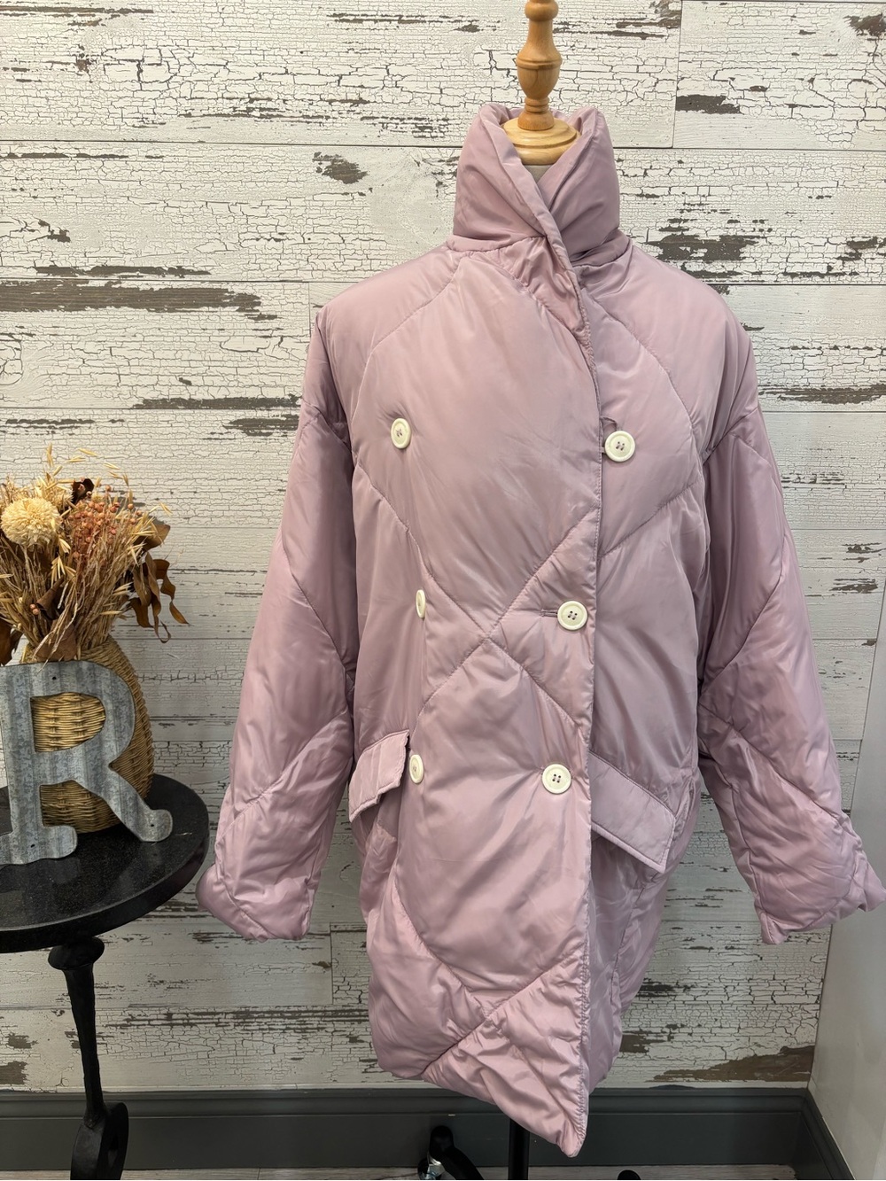 Free People Dusty Lilac Quilted Puffer Coat